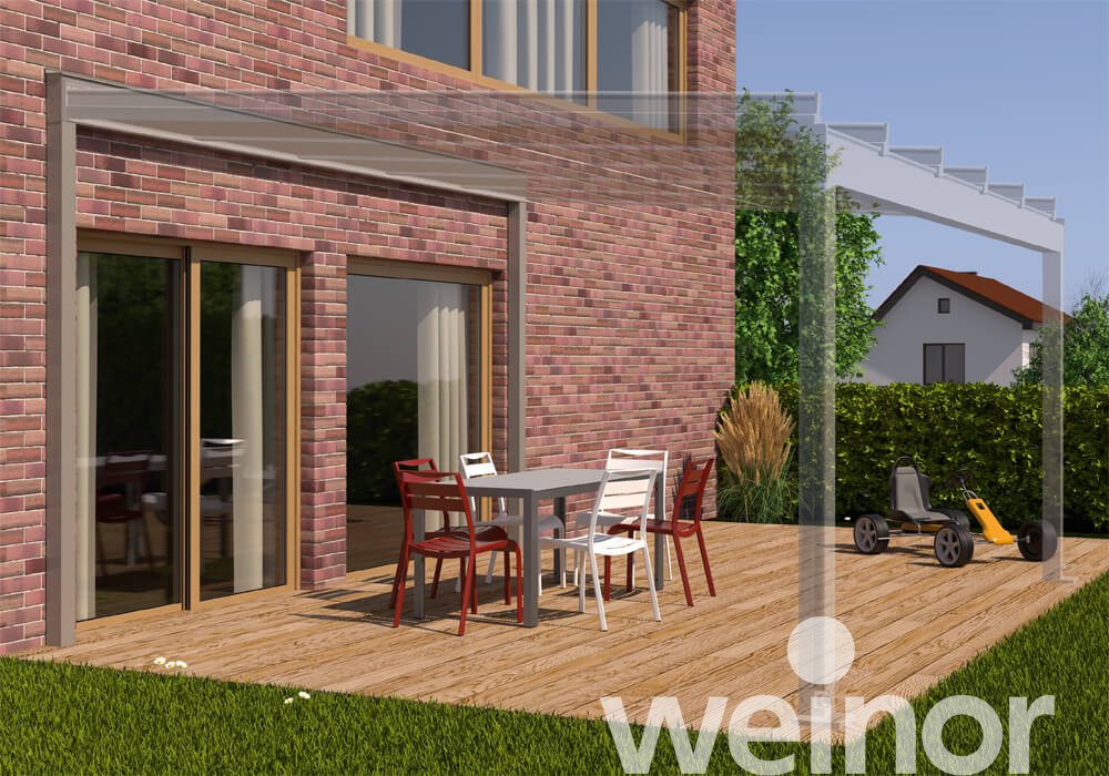 Supporting Wall Connection Frame and Terrazza Sempra with glass patio roofs