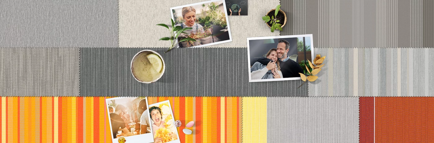 A collage featuring various textures and colours, predominantly grey, orange, and white stripes. A collage featuring various textures and colours, predominantly grey, orange, and white stripes.