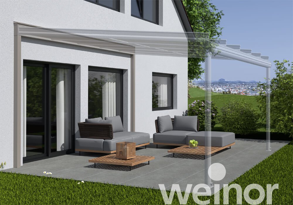 Supporting Wall Connection Frame and Terrazza Originale with glass patio roofs